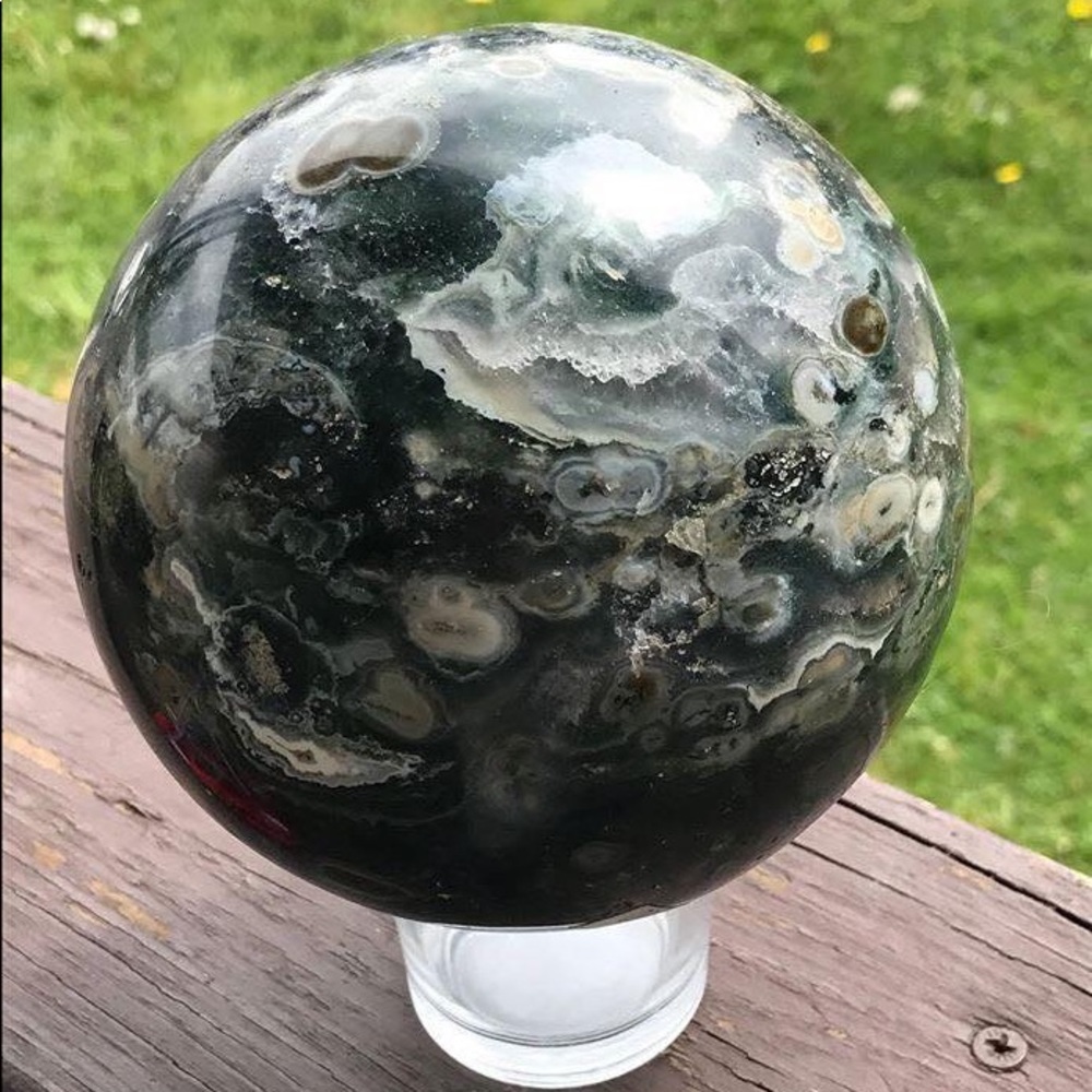 Stunning 5.5 lb Ocean Jasper Sphere - Picture 2 of 8